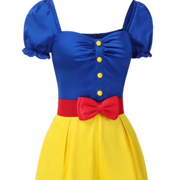 Snow White Inspired Zip-Up Belted Yellow Romper - Picture 1 of 5